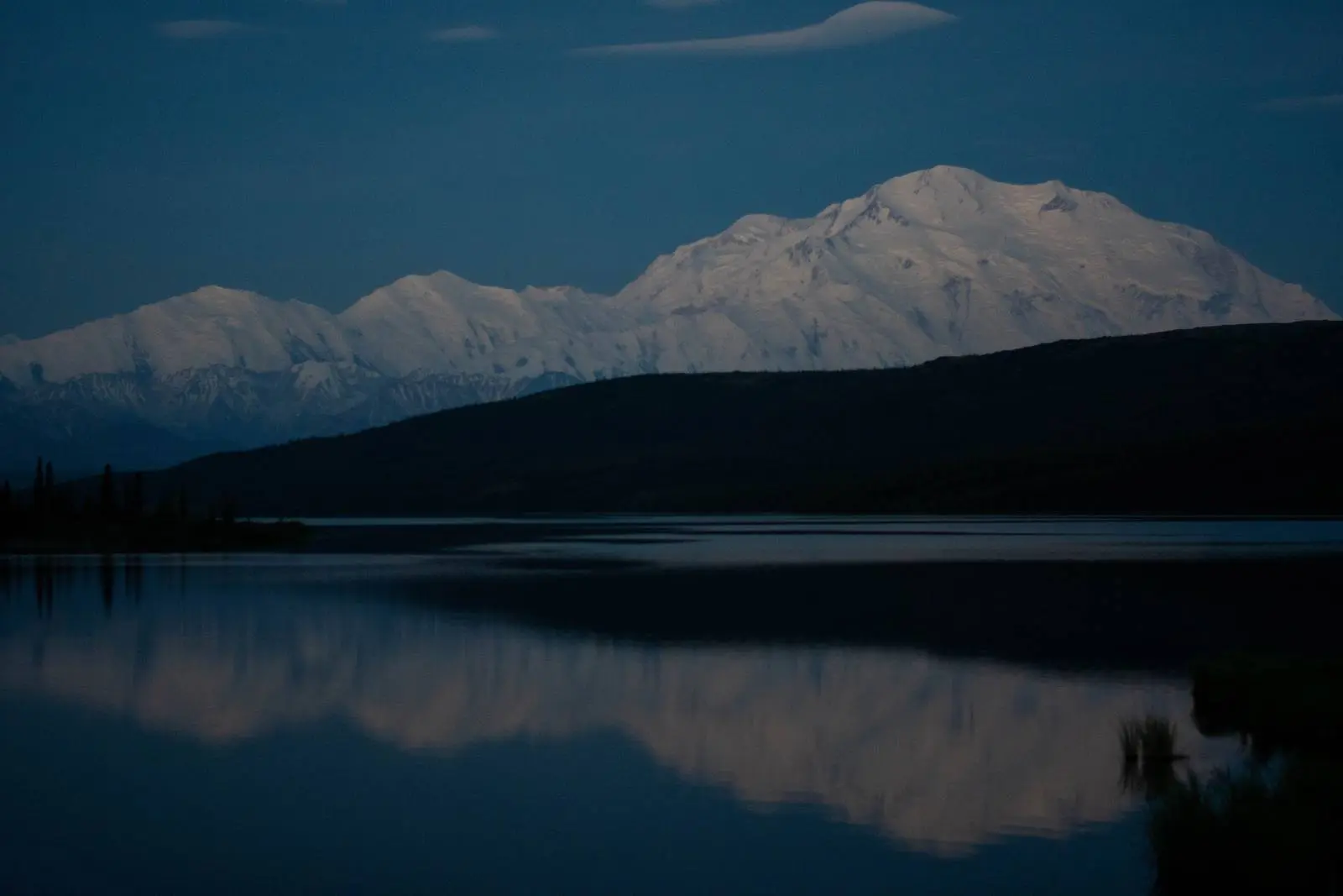 Denali, 20,310 feet, over Wonder Lake before sunrise, Denali National Park and Preserve, July 2018.
