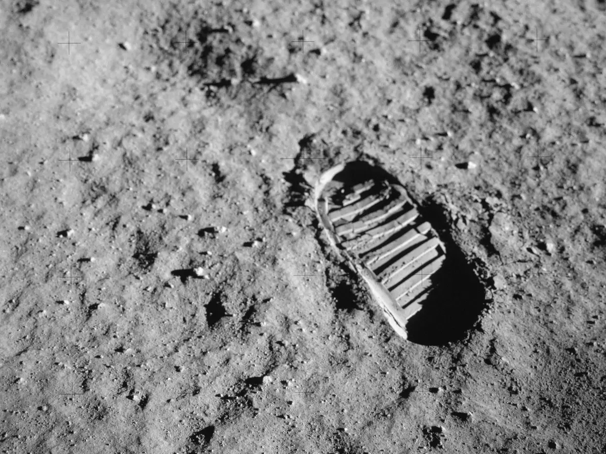 Buzz Aldrin's bootprint in the lunar soil, July 20, 1969 (AS11-40-5878)