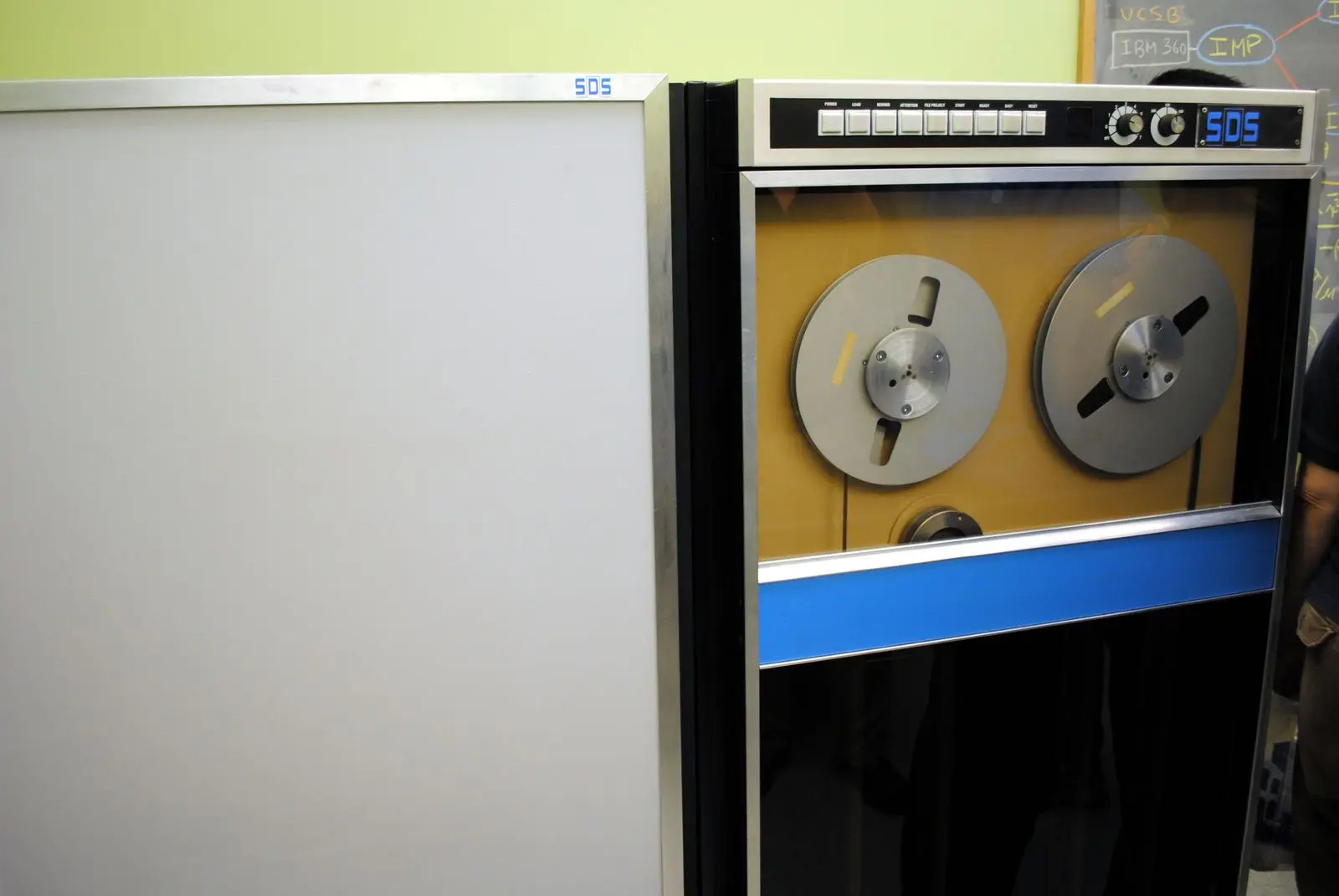 The SDS Sigma 7 at UCLA, the first host computer connected to the ARPANET, which sent “LO” to SRI