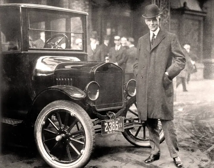Henry Ford with a Model T in Buffalo, New York, 1921.