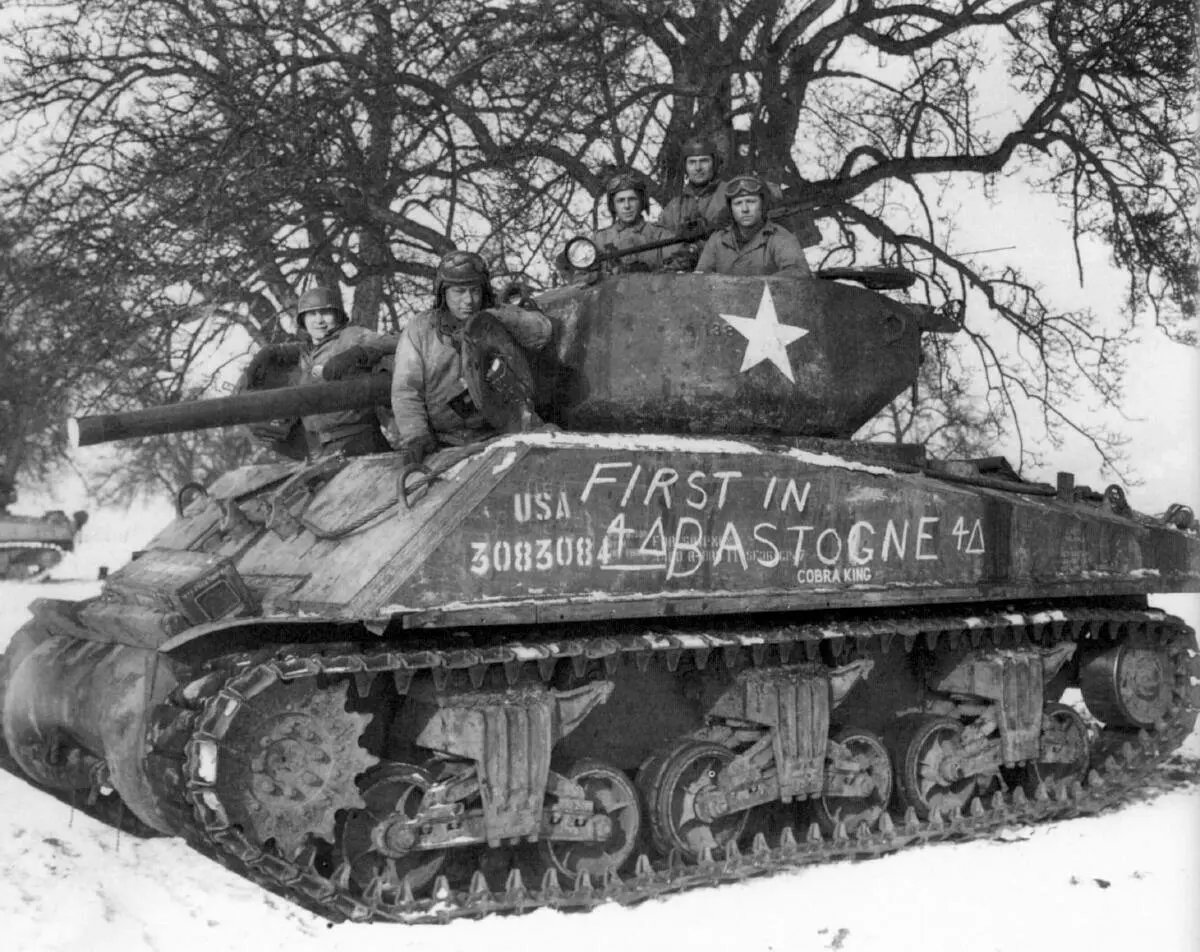Cobra King, the 37th Tank Battalion Sherman that led the 4th Armored into Bastogne, with Lt. Charles Boggess and his crew