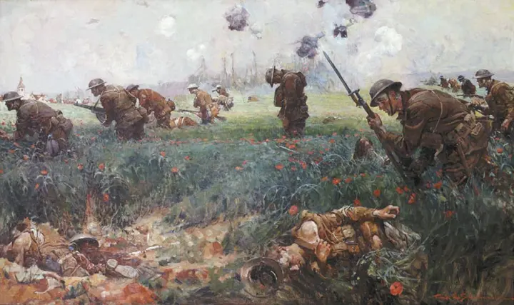 How Twenty Marines Took Bouresches (Belleau Wood, June 1918), painting, 1919