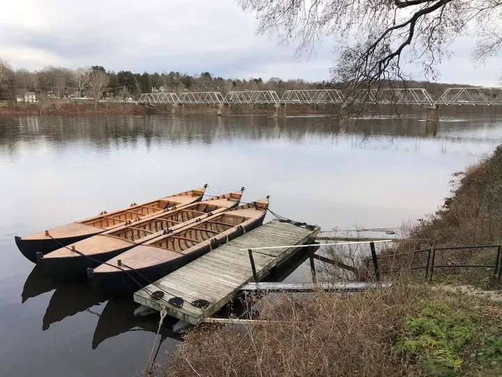 Replica Durham boats at Washington Crossing Historic Park, at the spot where the army embarked.