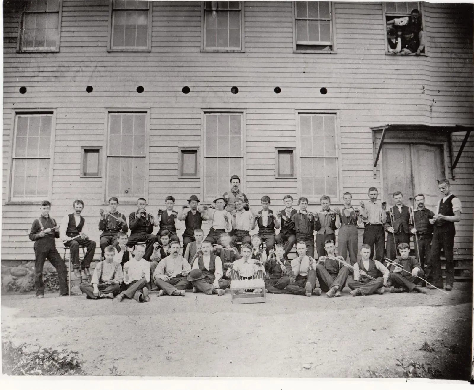 The glassblowing crew of the Edison lamp factory at Menlo Park, 1880