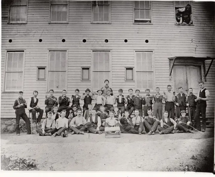 The glassblowing crew of the Edison lamp factory at Menlo Park, 1880