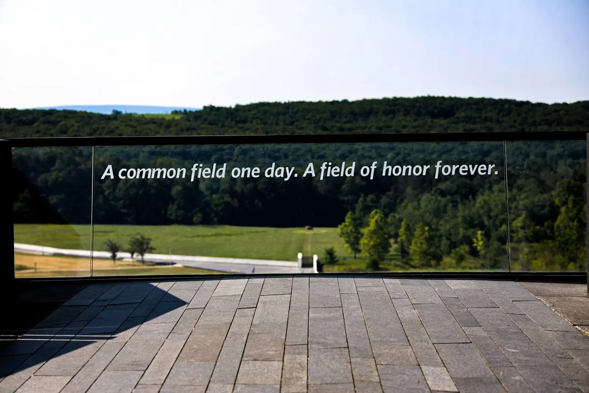 The overlook above the crash site: “A common field one day. A field of honor forever.”