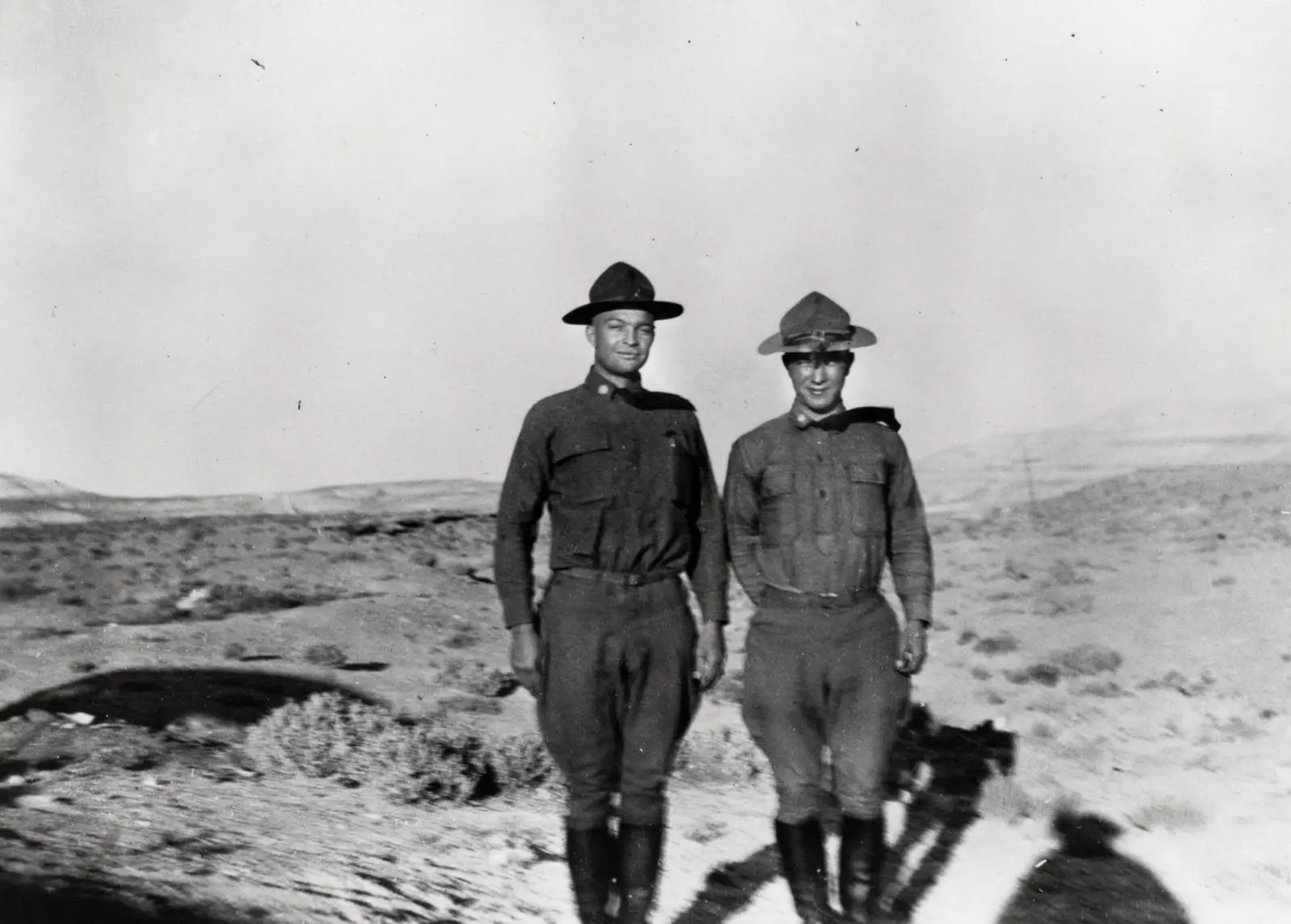 "Brett & I": Lt. Col. Dwight D. Eisenhower (left) and Maj. Sereno Brett on the 1919 convoy, in Wyoming.