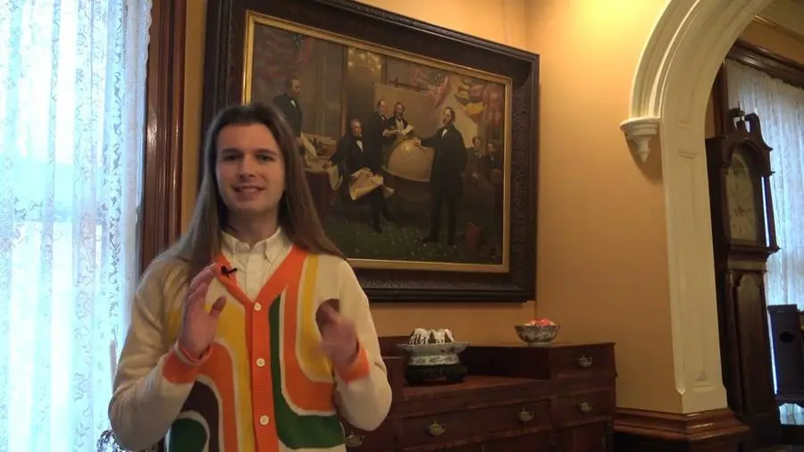 Seward House Museum explains Leutze’s Signing of the Alaska Treaty, in Seward’s home in Auburn, N.Y.