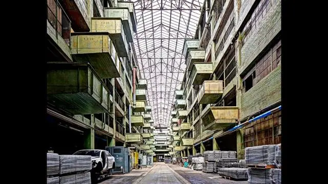 Inside Albert Kahn’s Highland Park plant today.