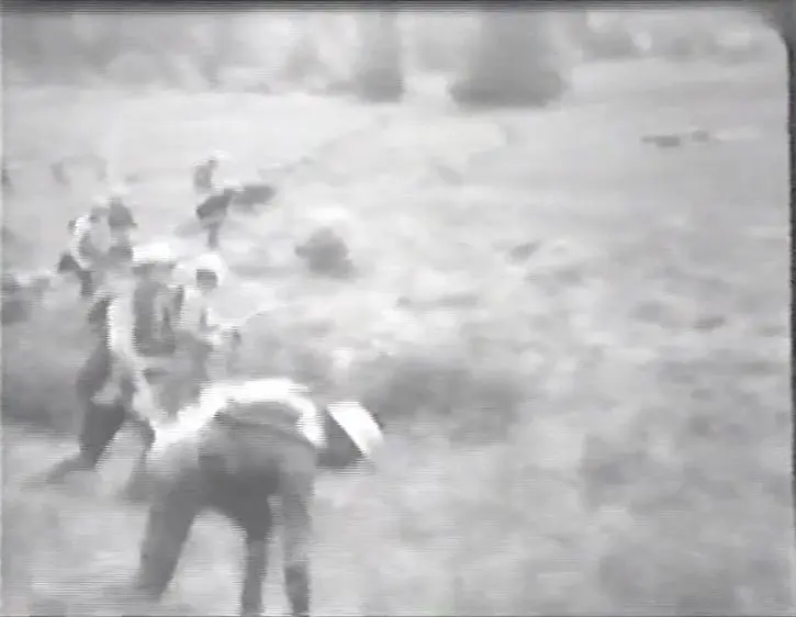 Archival film of Marines advancing, from the Marine Corps' Marine Time Machine