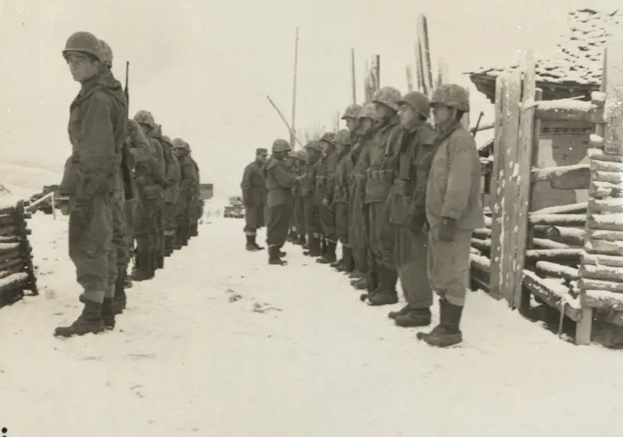 Rifle inspection of Fox Company, 7th Marines, near Hagaru-ri, 1950