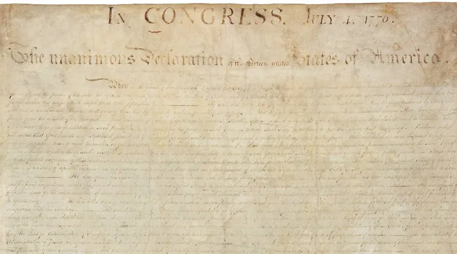 "In Congress, July 4, 1776": the heading of the engrossed and signed Declaration.