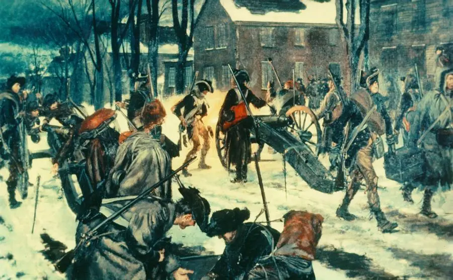 Merry Christmas, 1776: Knox's gunners in the streets of Trenton (H. Charles McBarron Jr.).