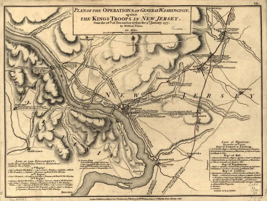 Plan of the Operations of General Washington, 26 December 1776 to 3 January 1777 (William Faden, London, 1777).