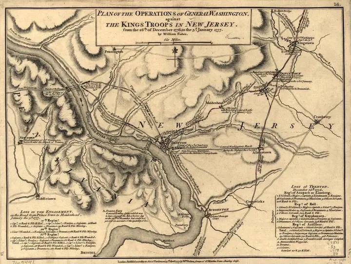 Plan of the Operations of General Washington, 26 December 1776 to 3 January 1777 (William Faden, London, 1777).
