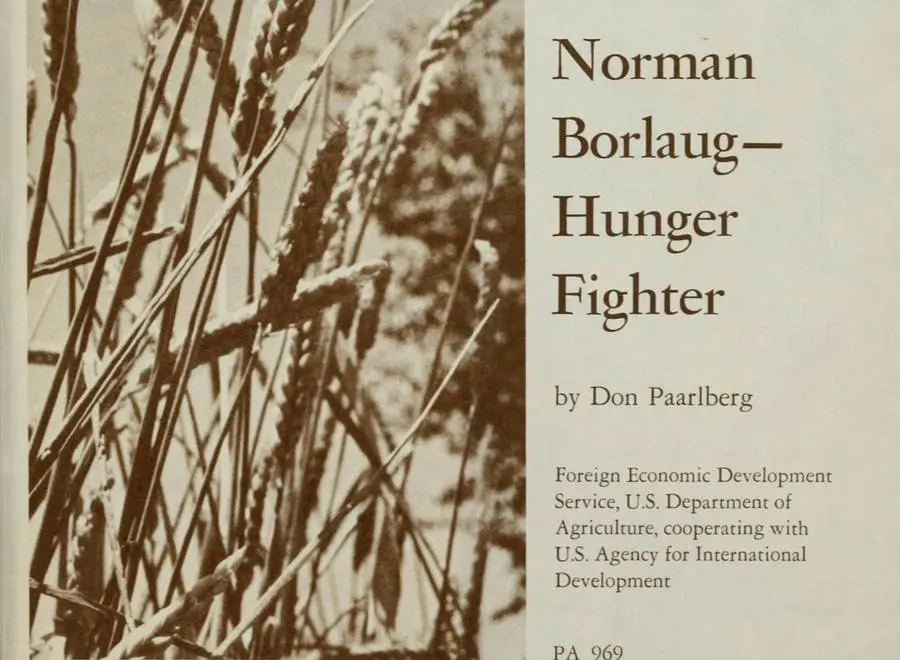 Cover of Norman Borlaug: Hunger Fighter, published by the USDA with USAID in 1970.