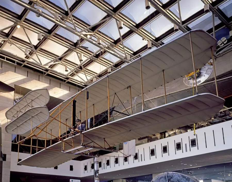 The original 1903 Wright Flyer on display at the Smithsonian's National Air and Space Museum, Washington, D.C. (photographed between 1980 and 2006)