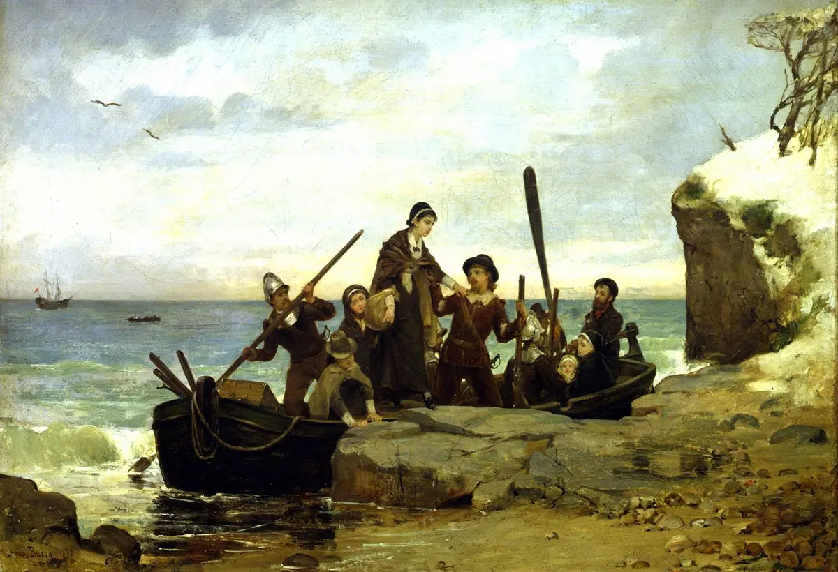 The Landing of the Pilgrims, painted by Henry Bacon in 1877.