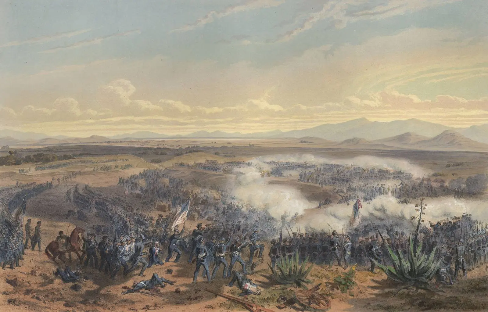 The assault at Contreras on 20 August 1847, won in seventeen minutes (Carl Nebel, 1851).