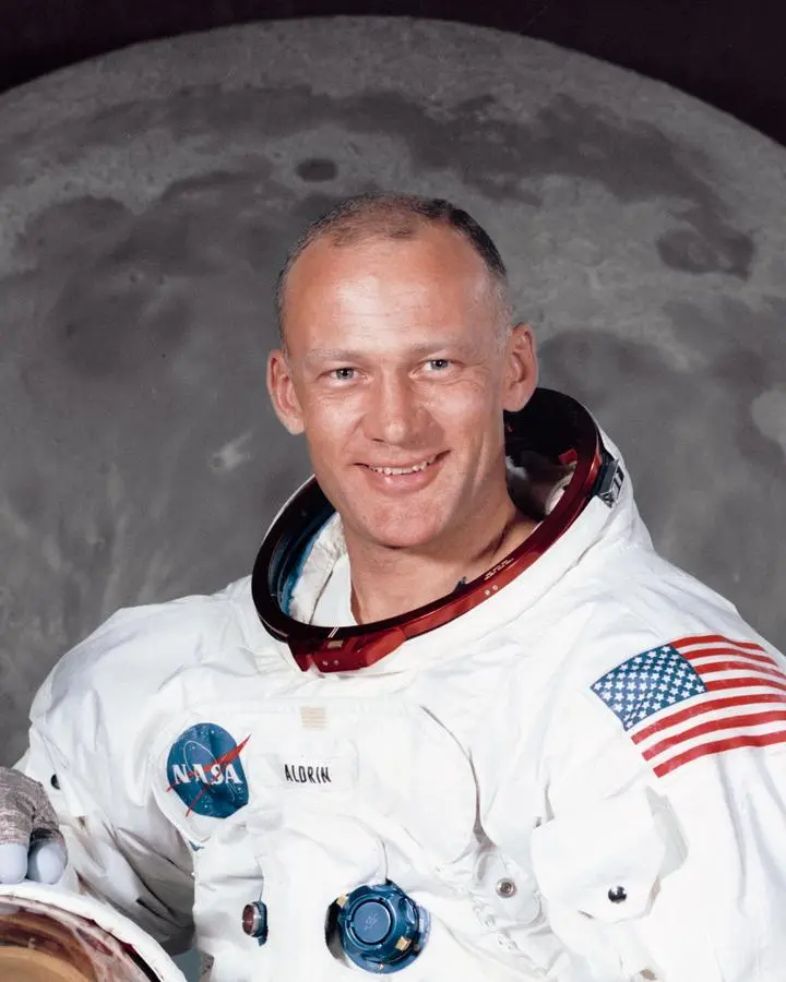 Edwin E. "Buzz" Aldrin Jr., Apollo 11 lunar module pilot, in his official crew portrait, July 1969
