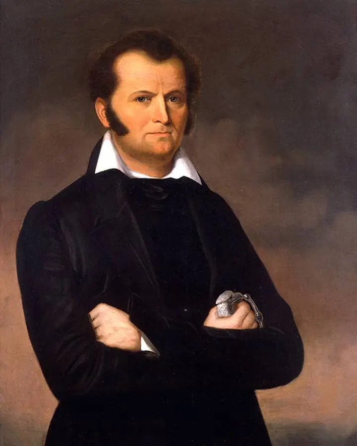 James Bowie, c. 1831–1834, the only oil portrait believed painted from life (attributed to George P. A. Healy).