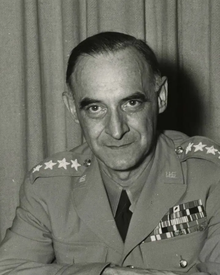 Gen. Lucius D. Clay at the Pentagon on his return from Germany, May 1949.