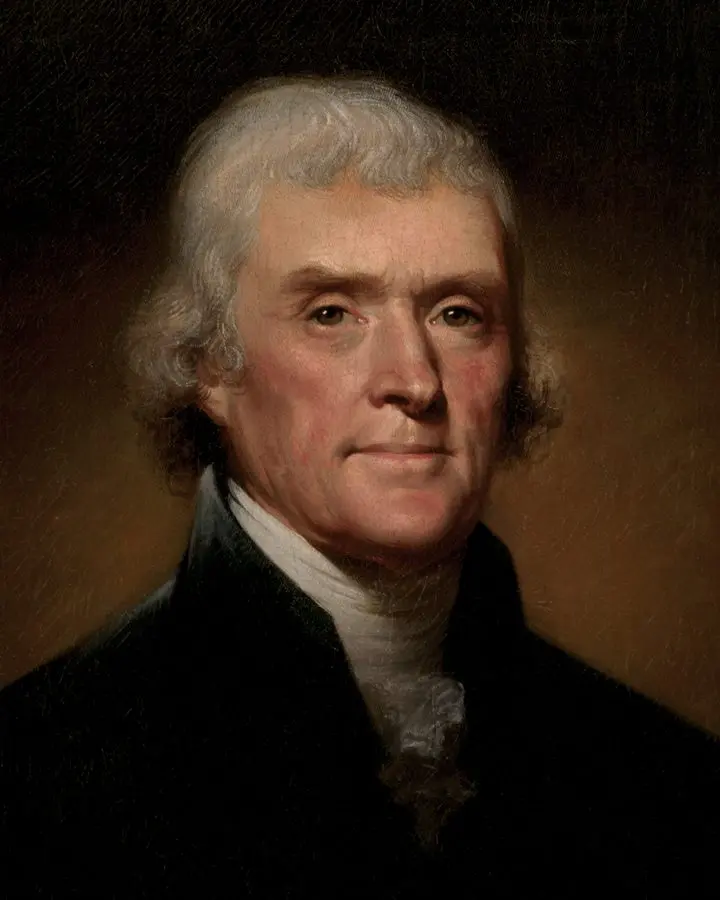 Thomas Jefferson, author of the Declaration, painted by Rembrandt Peale in 1800.