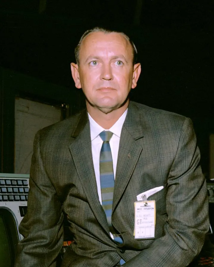 Christopher C. Kraft Jr. in the Mission Control Center, Houston, 15 August 1965