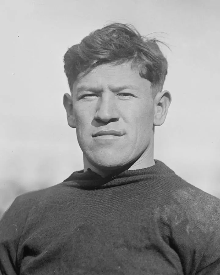 Jim Thorpe in his football jersey, photographed in the 1910s