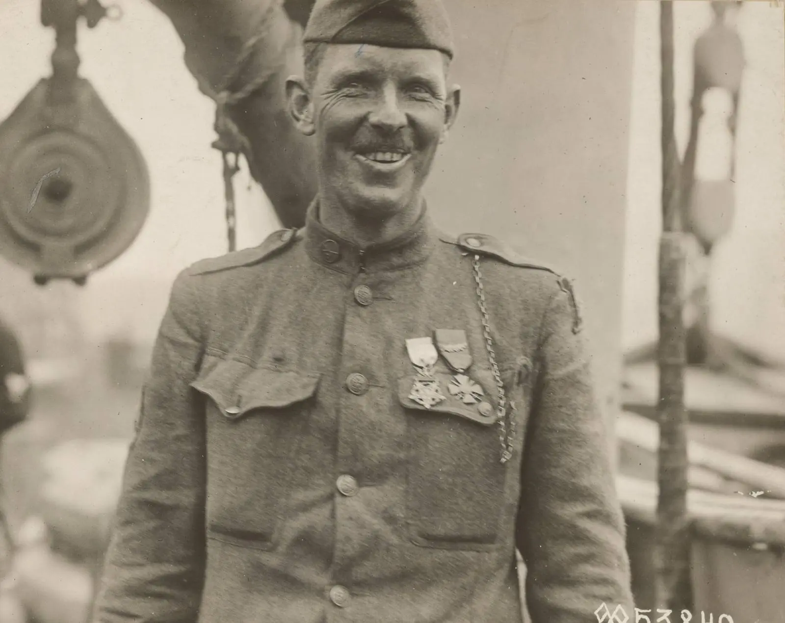 Sgt. Alvin C. York wears his medals aboard the Ohioan on his return from France, 22 May 1919