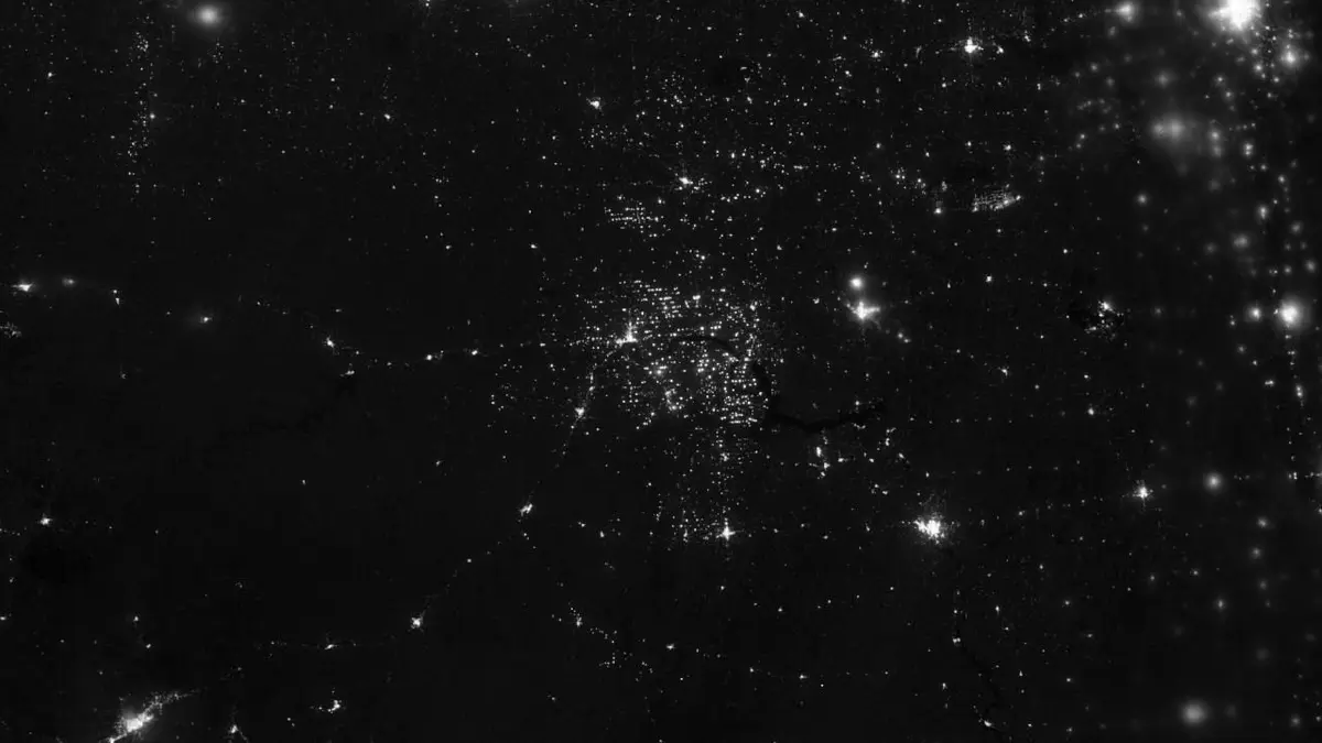 The Bakken oil patch around Williston, North Dakota, glows at night in a NASA satellite image, November 2012
