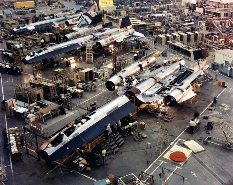 Blackbirds take shape by hand on the Skunk Works floor in Burbank, California.