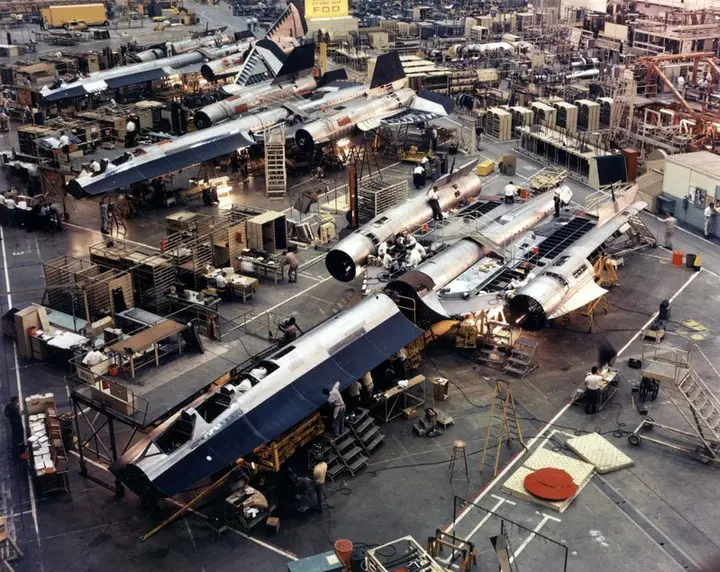 Blackbirds take shape by hand on the Skunk Works floor in Burbank, California.