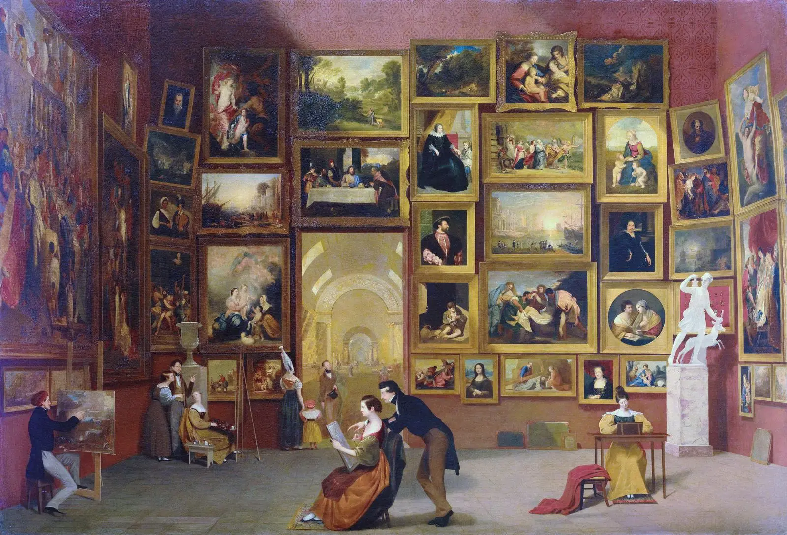 Gallery of the Louvre, which Morse painted in Paris and finished in New York in 1833, the year after his telegraph idea at sea.