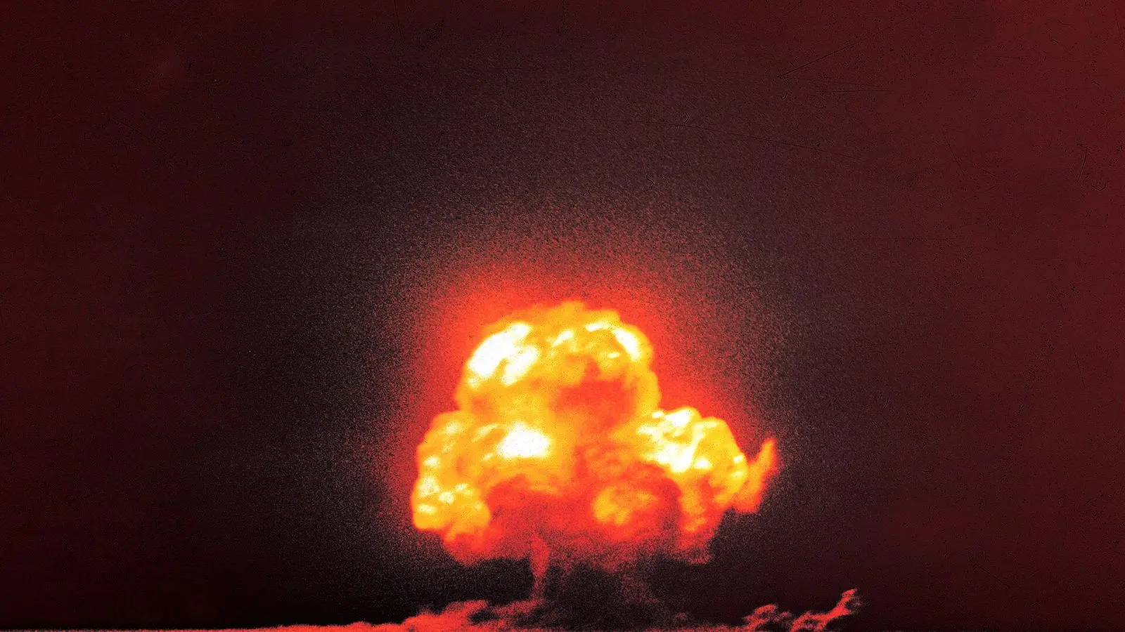 Jack Aeby's color photograph of the Trinity fireball rising over the Jornada del Muerto, 16 July 1945.