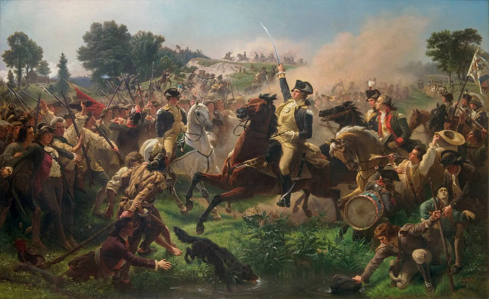Washington Rallying the Troops at Monmouth, 28 June 1778 (Emanuel Leutze, 1857).