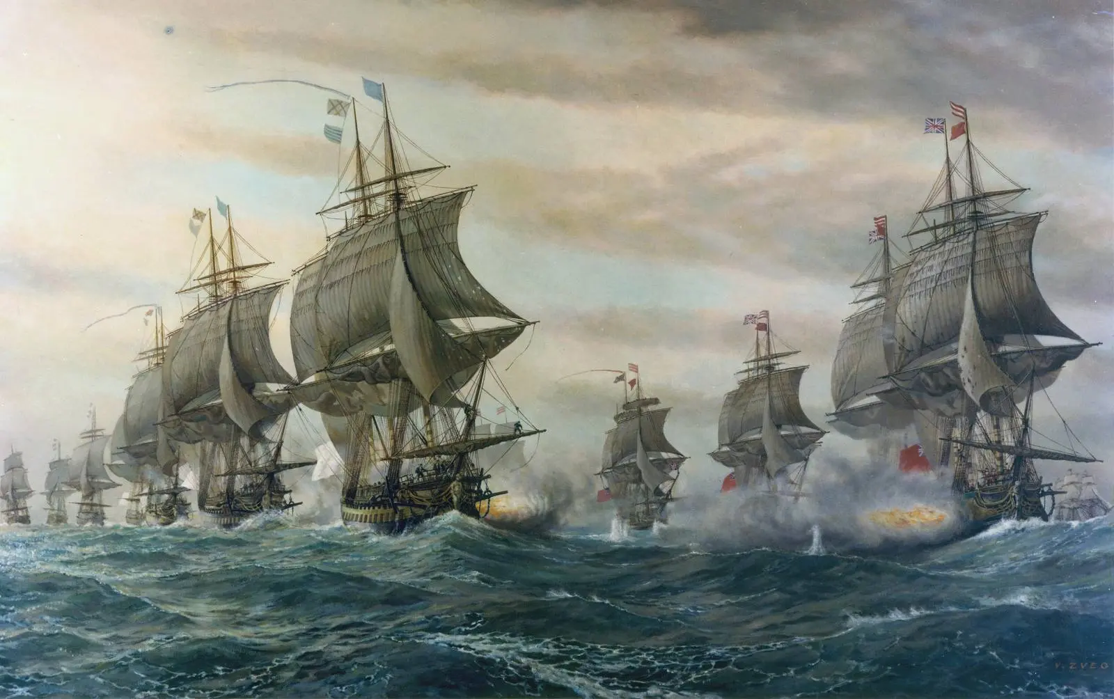 The Battle of the Virginia Capes, 5 September 1781: de Grasse’s fleet turns back the British and seals Cornwallis in (V. Zveg).